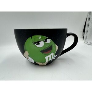 M&M's World Green M&M Mug Matte BLK Ceramic Coffee Cup Collectible Mars Candy